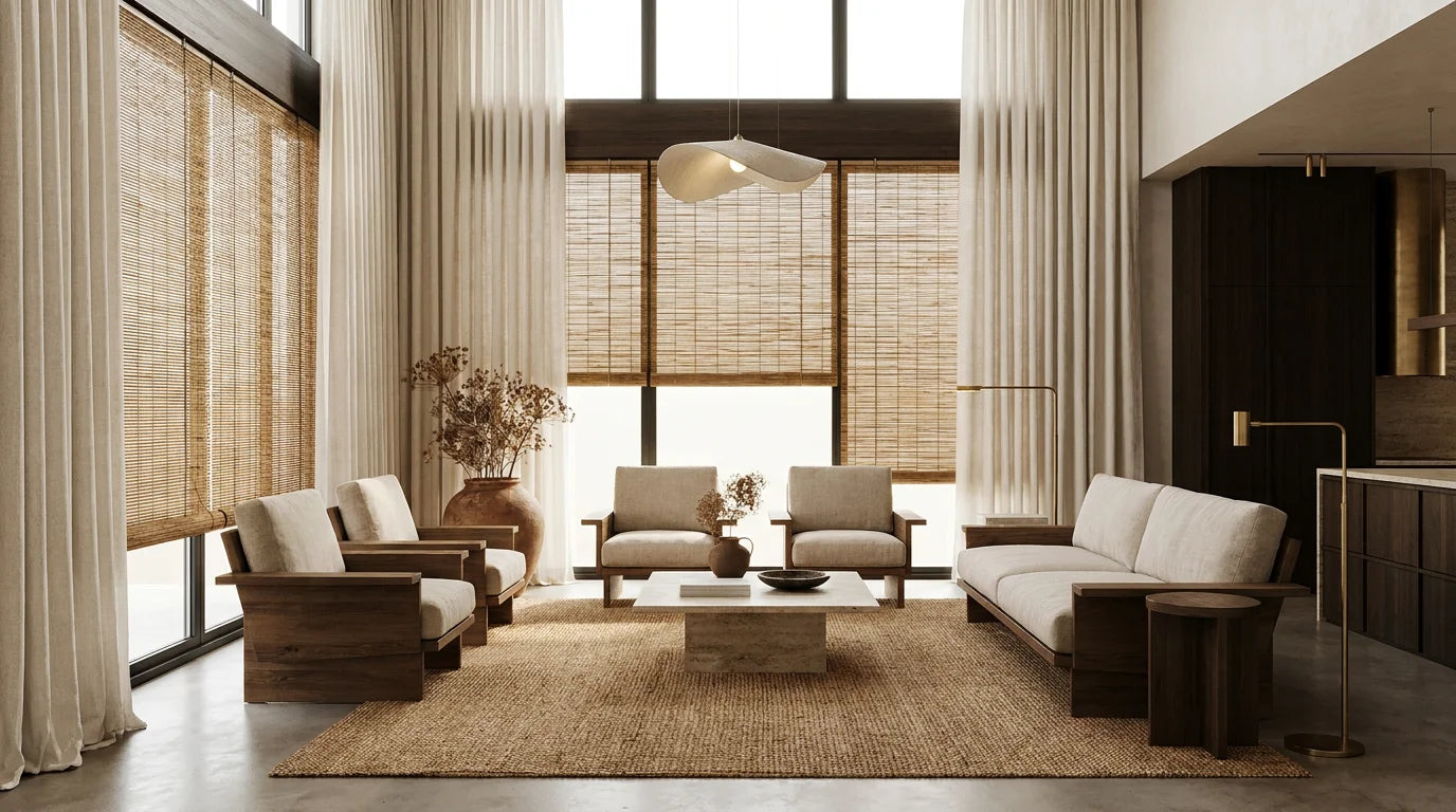 Japandi Style: Combining Bamboo Shades and Linen
