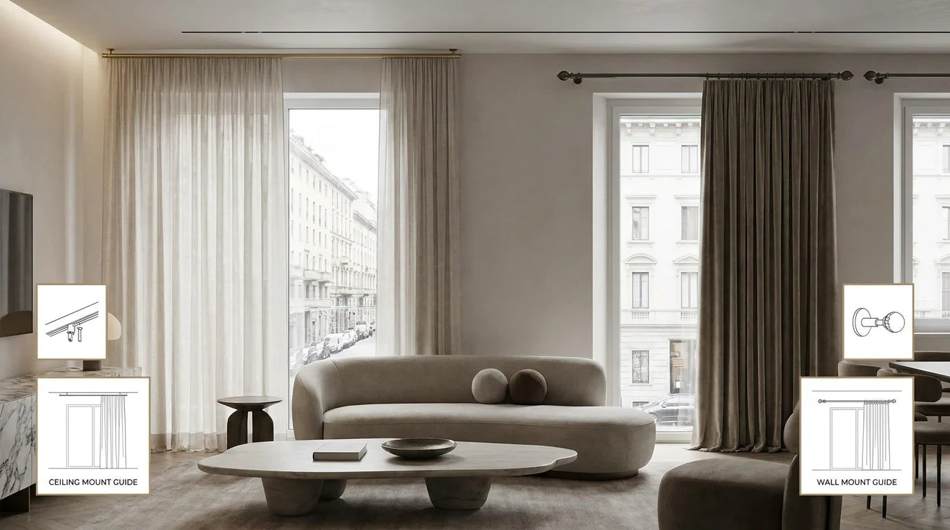 Installation Guide: Ceiling Mount vs. Wall Mount Rods
