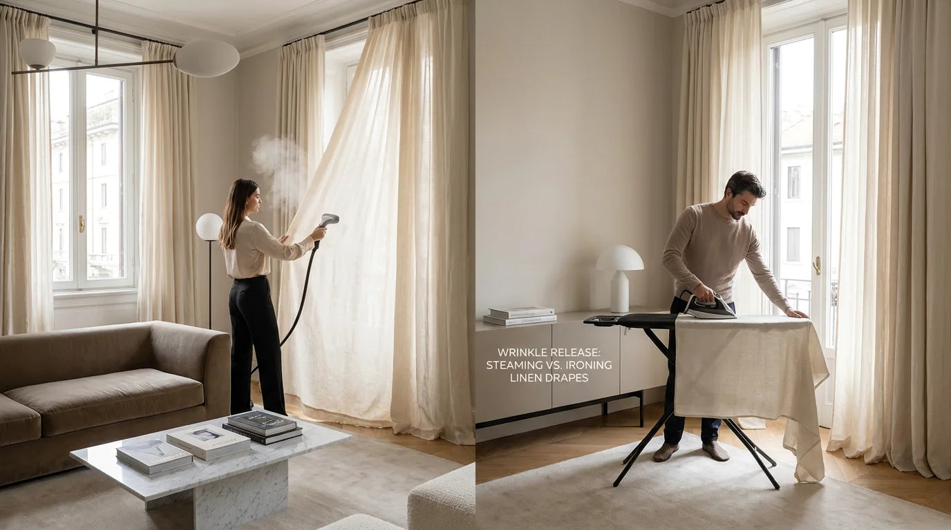 Wrinkle Release: Steaming vs. Ironing Linen Drapes