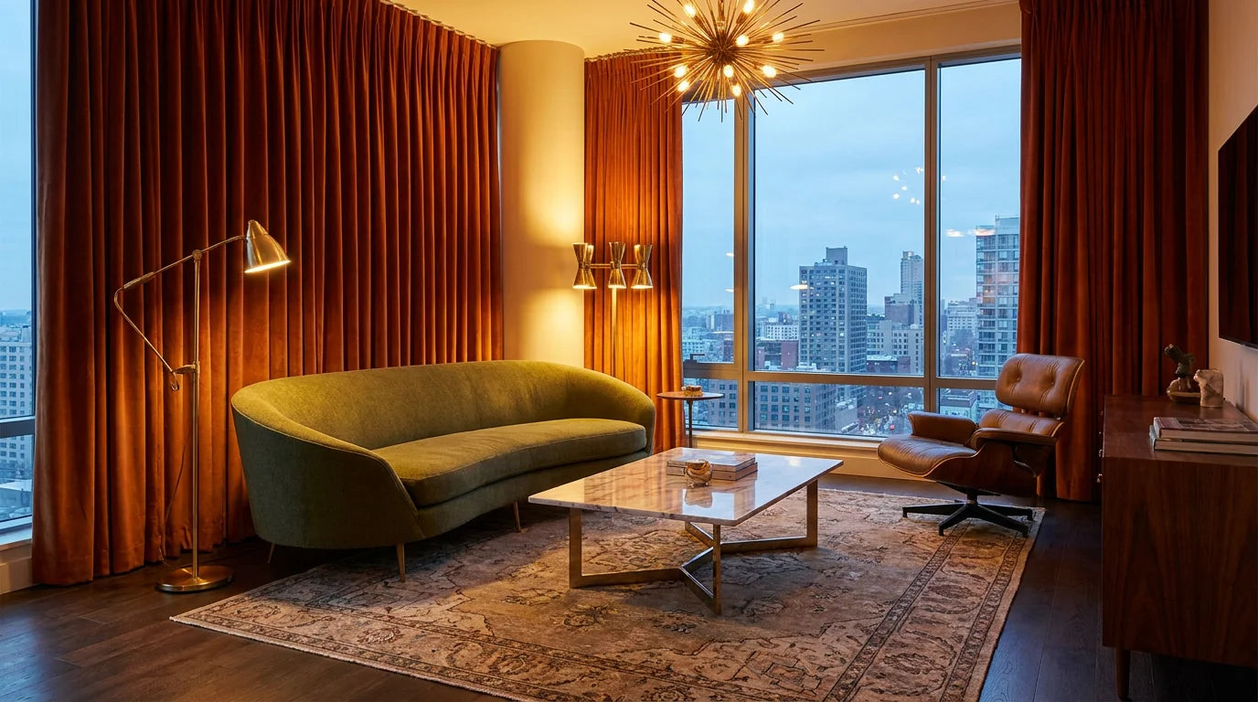 Mid-Century Modern Revived: Velvet in Burnt Orange