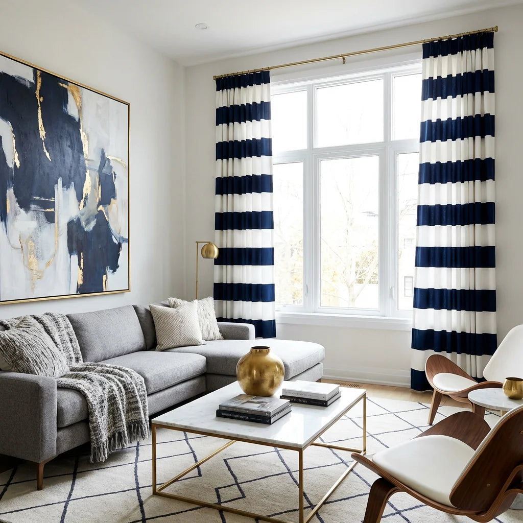 Styling Striped Curtains in a Modern Living Room