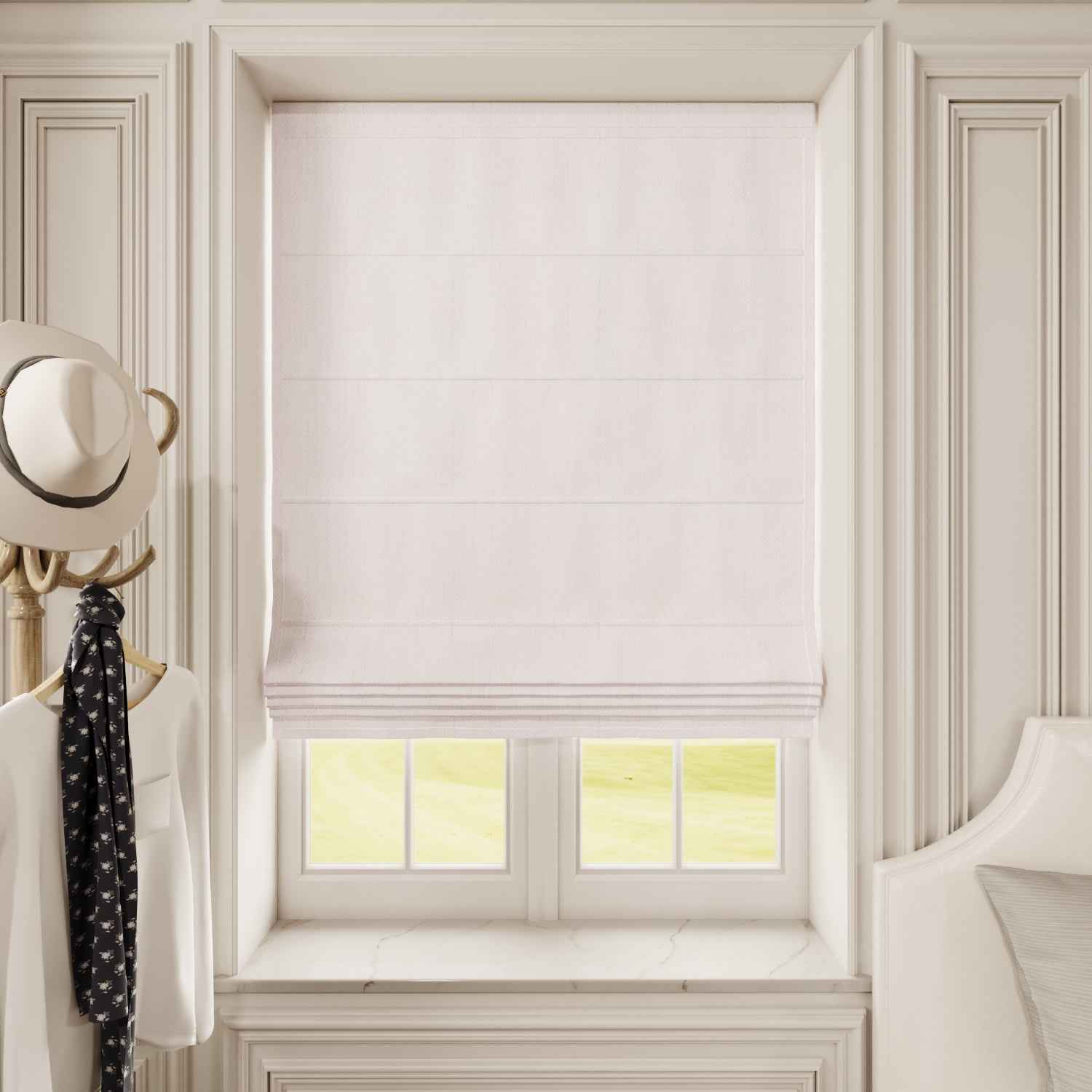 Custom Linen Roman Shades Cord Lift - Detail View 4 | JOYDRAPE Bespoke Luxury