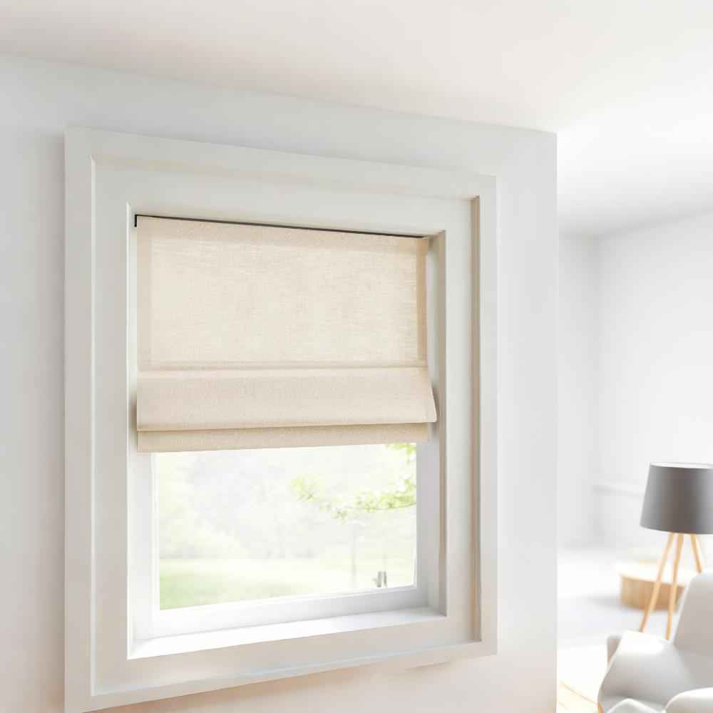Linen Roman Shades Cordless/Motorized - Detail View 2 | JOYDRAPE Bespoke Luxury