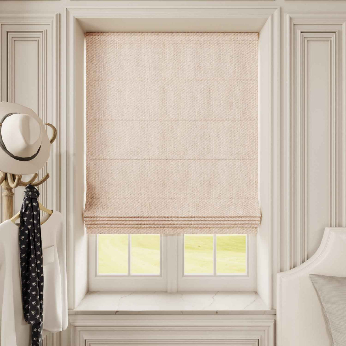 Linen Roman Shades Cordless/Motorized - Detail View 8 | JOYDRAPE Bespoke Luxury