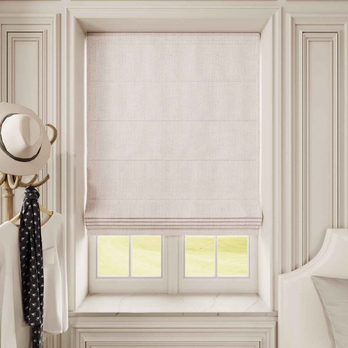 Linen Roman Shades Cordless/Motorized - Detail View 9 | JOYDRAPE Bespoke Luxury