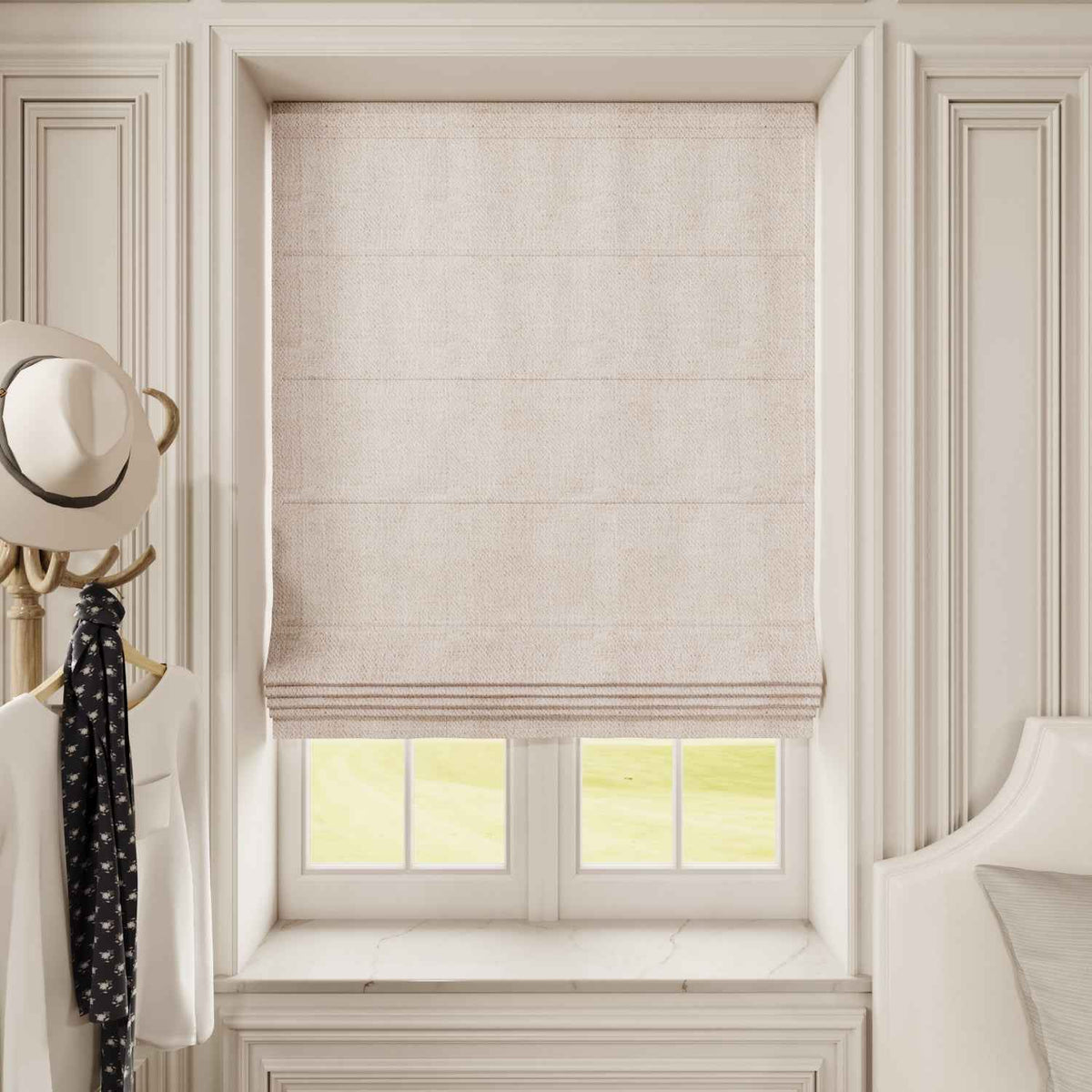 Linen Roman Shades Cordless/Motorized - Detail View 11 | JOYDRAPE Bespoke Luxury
