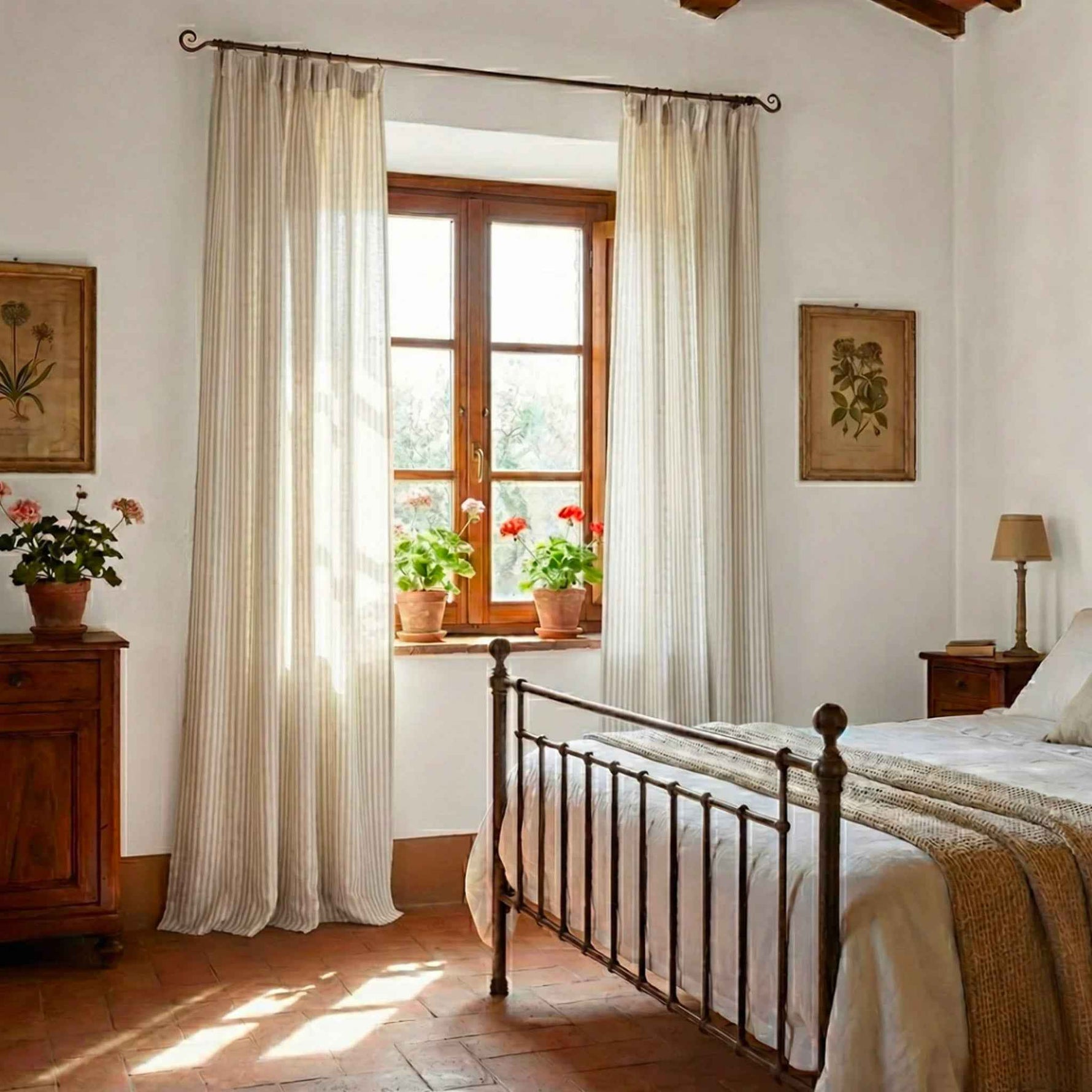 uniform Classic Striped Linen Blend Curtains