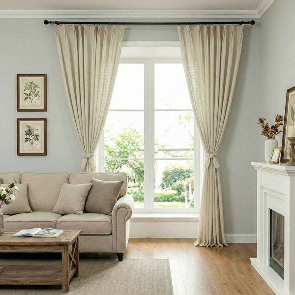 Crossl Semi-Blackout Linen-Textured Curtains