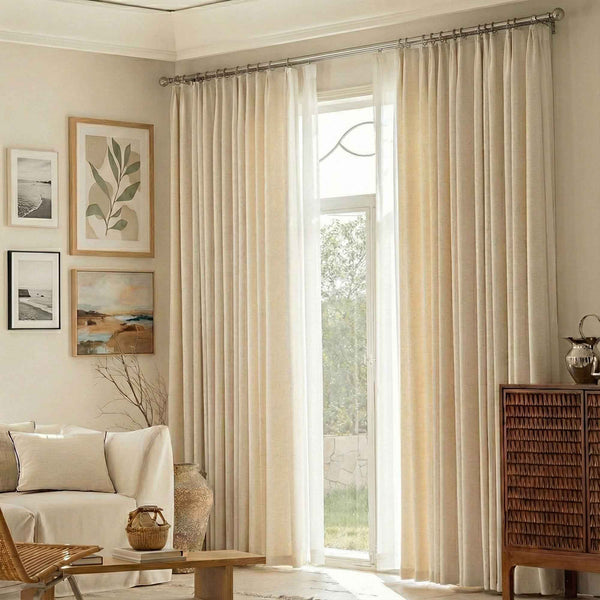 Mint Solid Linen Blend Curtains