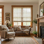 L-Bluestrip Cordless Striped Linen Blend Roman Shade - Main View | JOYDRAPE Bespoke Luxury