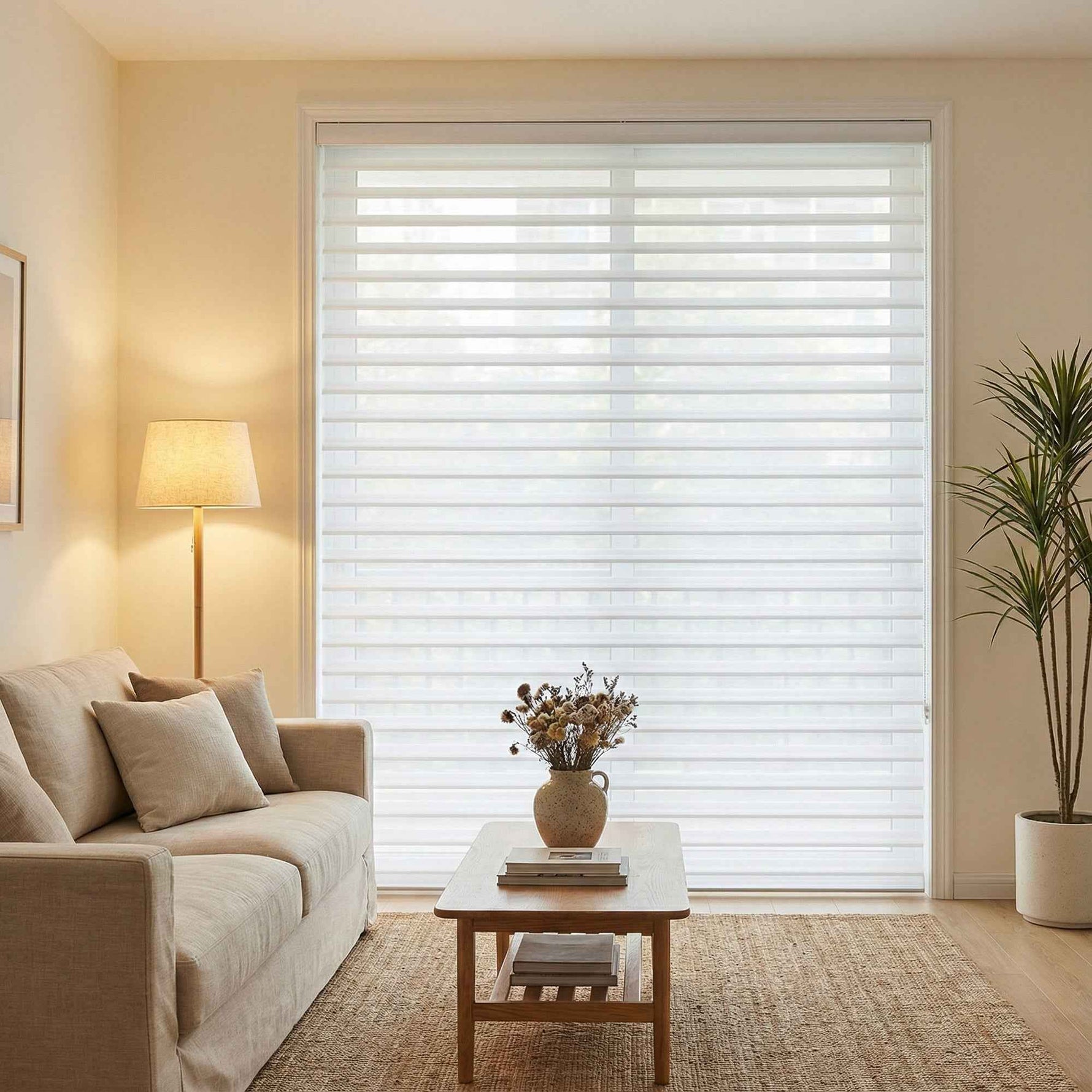 X-Hush Pure White Corded Shangri-La Blinds - Detail View 1 | JOYDRAPE Bespoke Luxury
