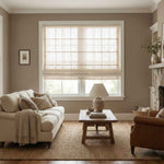 L-Linetrie Cordless Striped Sheer Linen Roman Shades - Main View | JOYDRAPE Bespoke Luxury