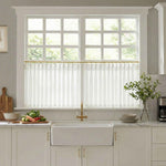 C-Hopsack White Sheer Vertical Stripe Cafe Curtains