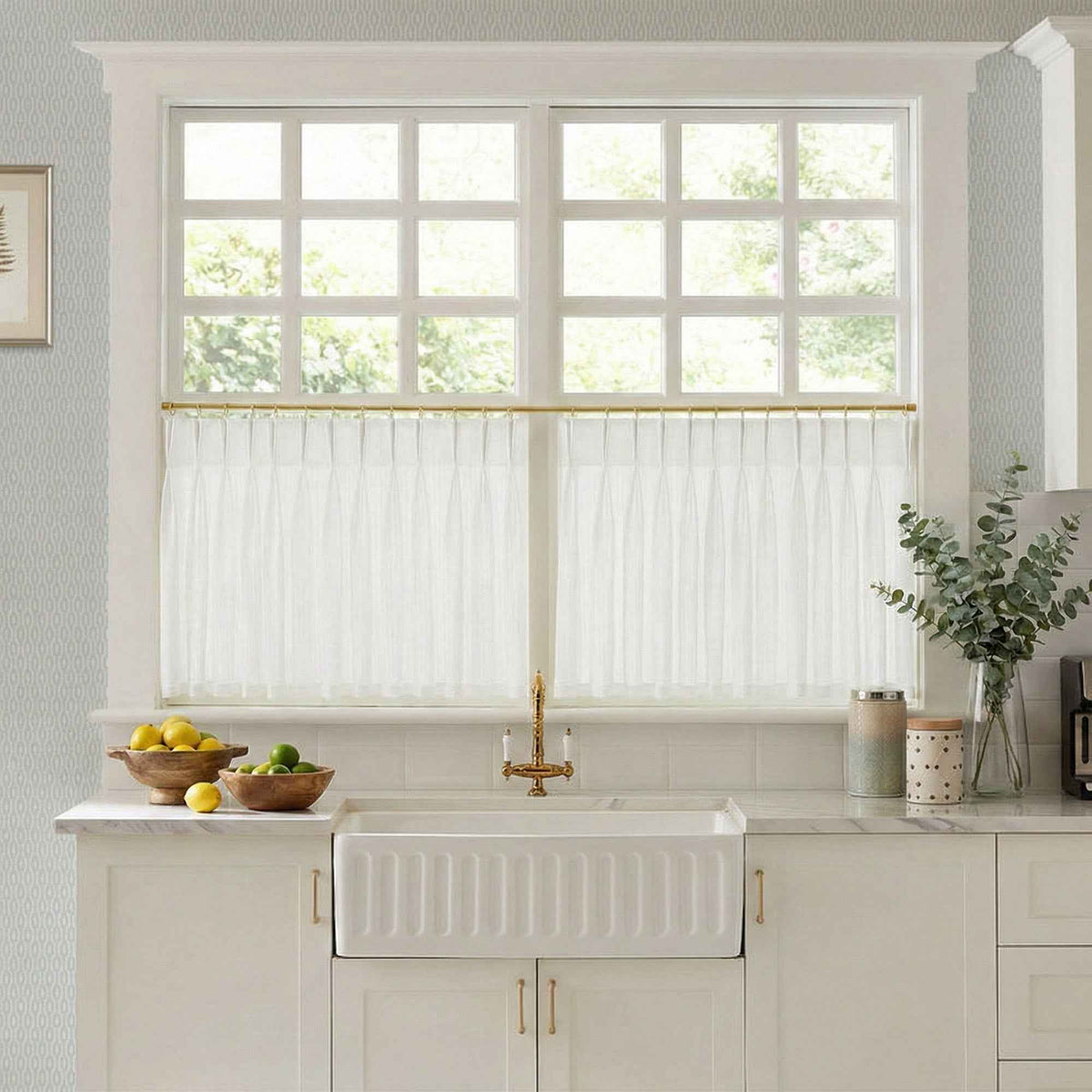 C-Btimeless Light-Filtering Cross-Weave Cafe Curtains