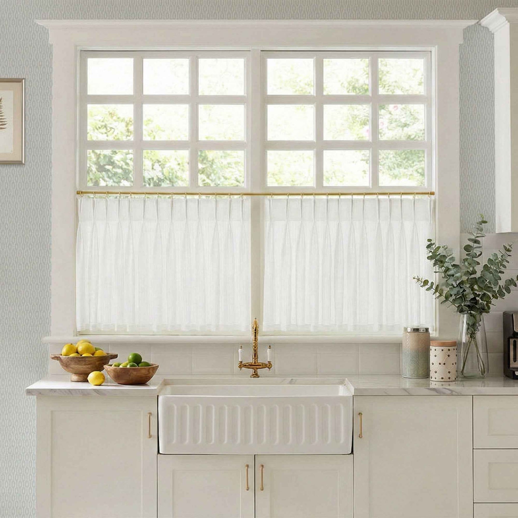 C-Btimeless Light-Filtering Cross-Weave Cafe Curtains