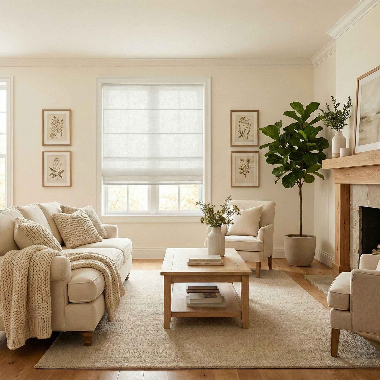 L-Btimeless Cordless Faux Linen Light Filtering Roman Shades