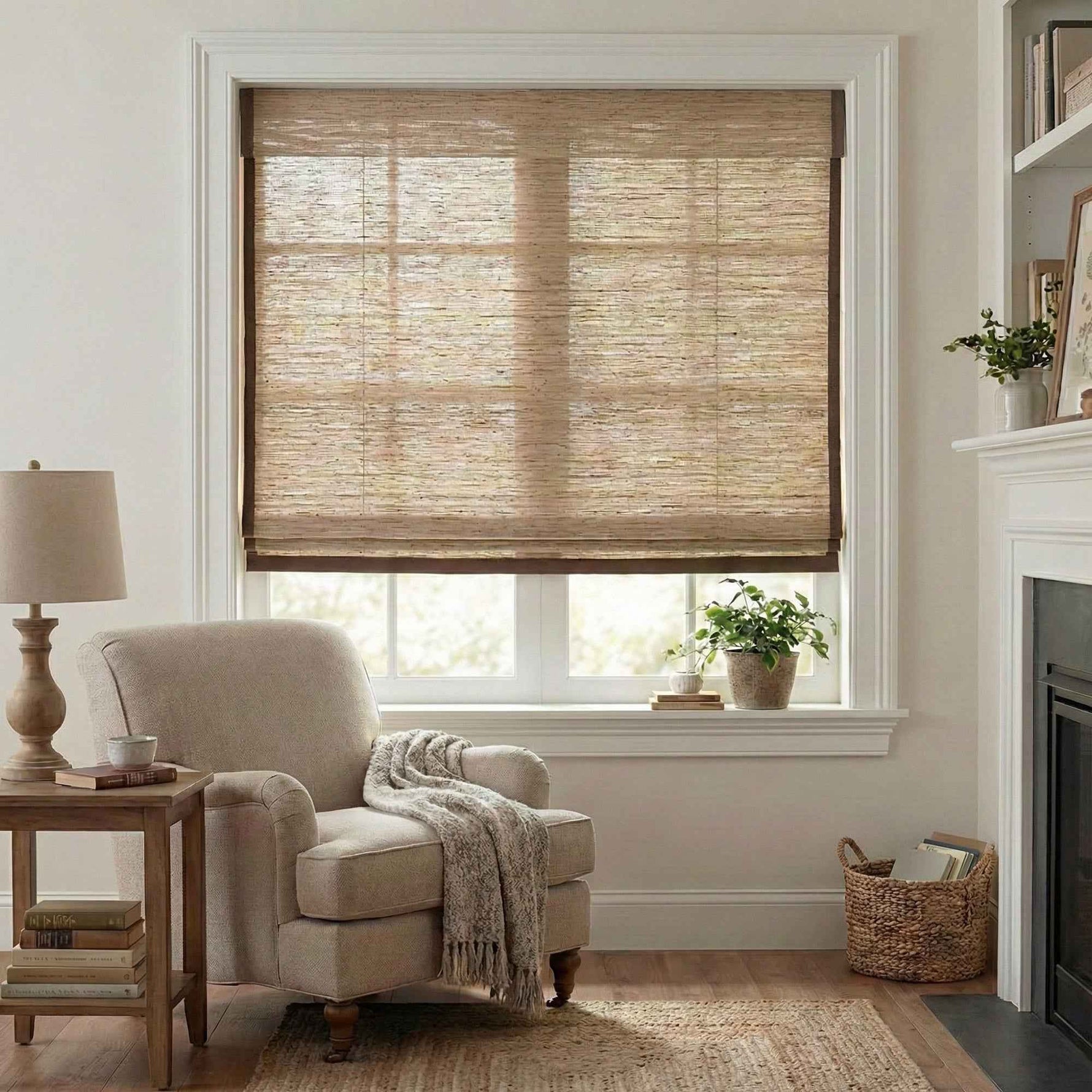 L-Lramie Cordless Ramie Roman Shades - Main View | JOYDRAPE Bespoke Luxury