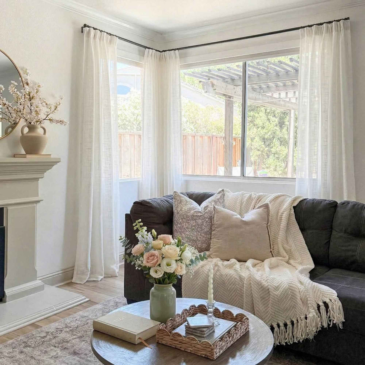 Pchill Light-Filtering Linen Textured Curtains - Main View | JOYDRAPE Bespoke Luxury