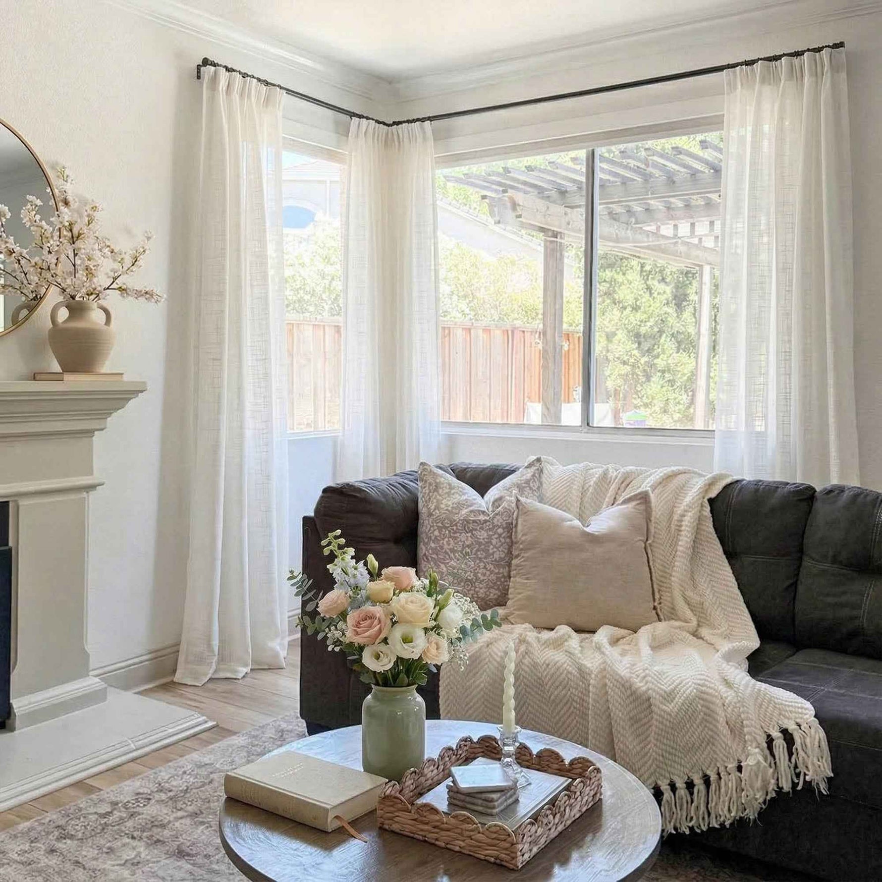Pchill Light-Filtering Linen Textured Curtains - Main View | JOYDRAPE Bespoke Luxury