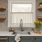 C-Uniform Vertical Striped Semi-Sheer Cafe Curtains