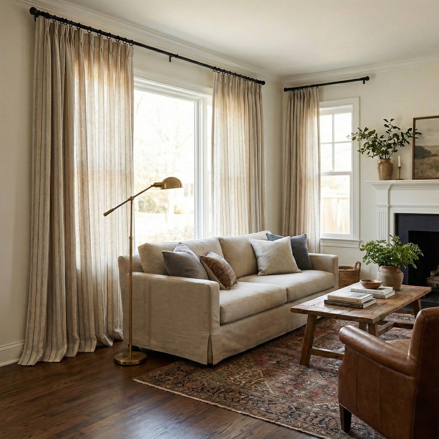 Bluestrip linen curtains