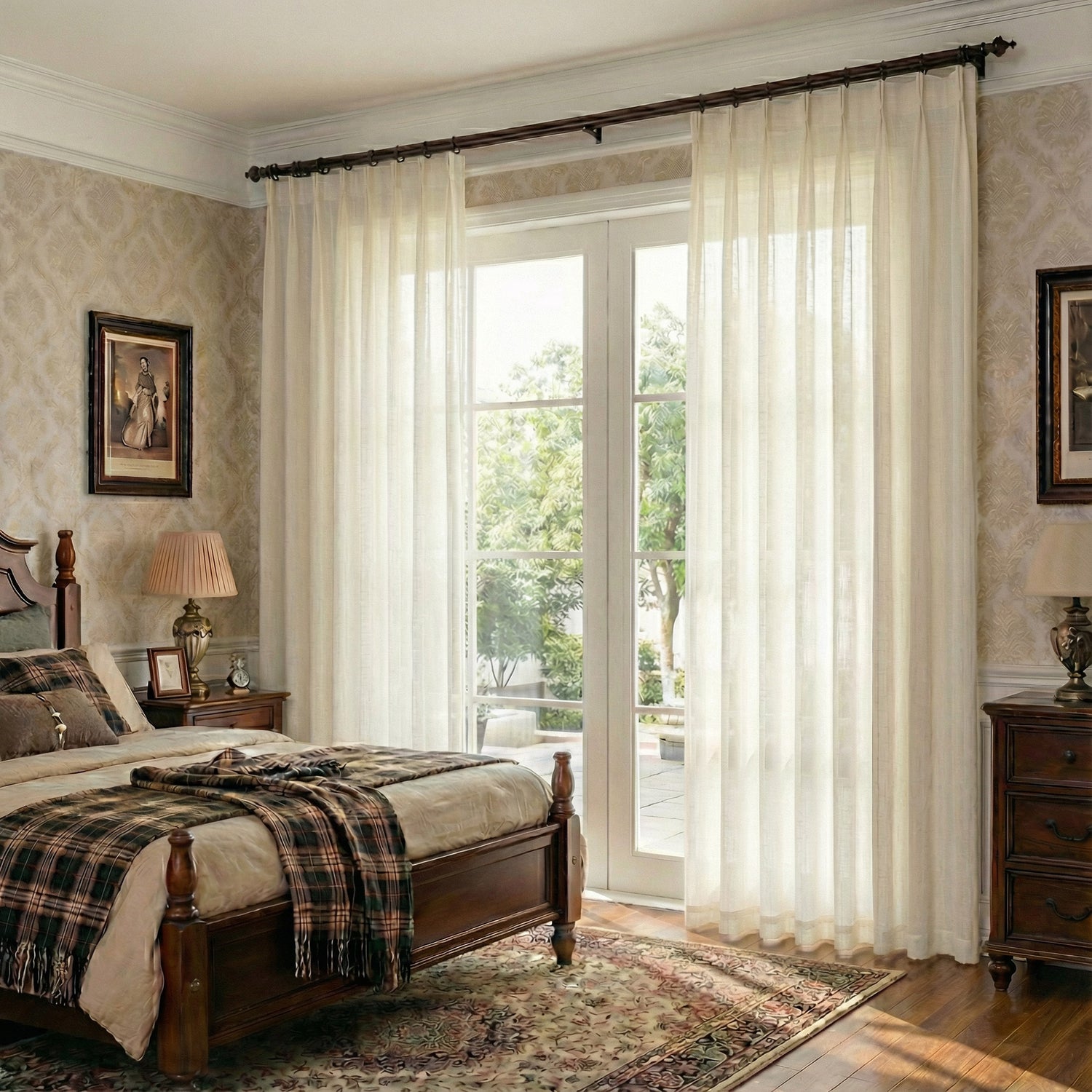 Bmdena Natural Beige Linen Textured Sheer Curtains