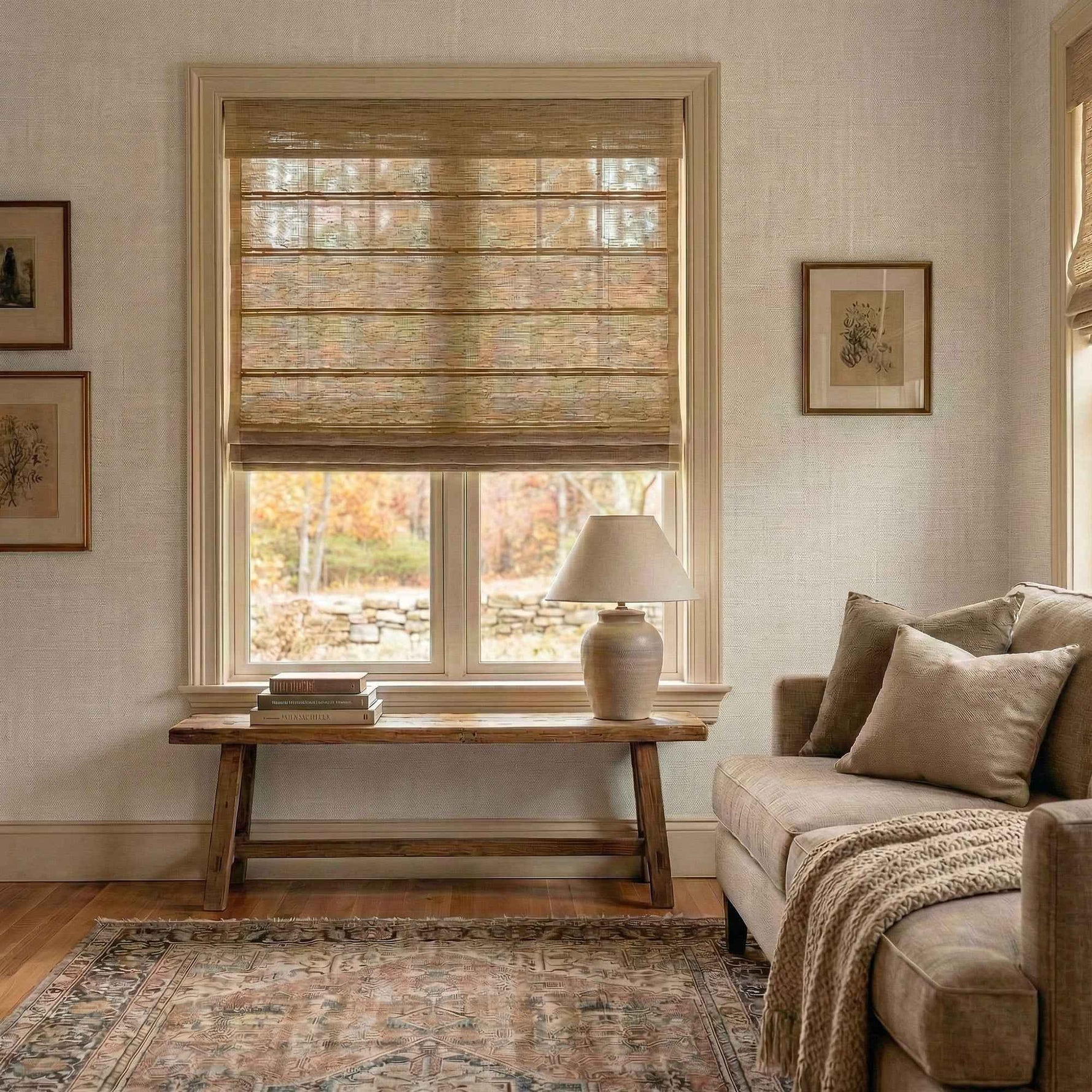 L-Lreed Cordless Fine Linen Roman Shades - Main View | JOYDRAPE Bespoke Luxury