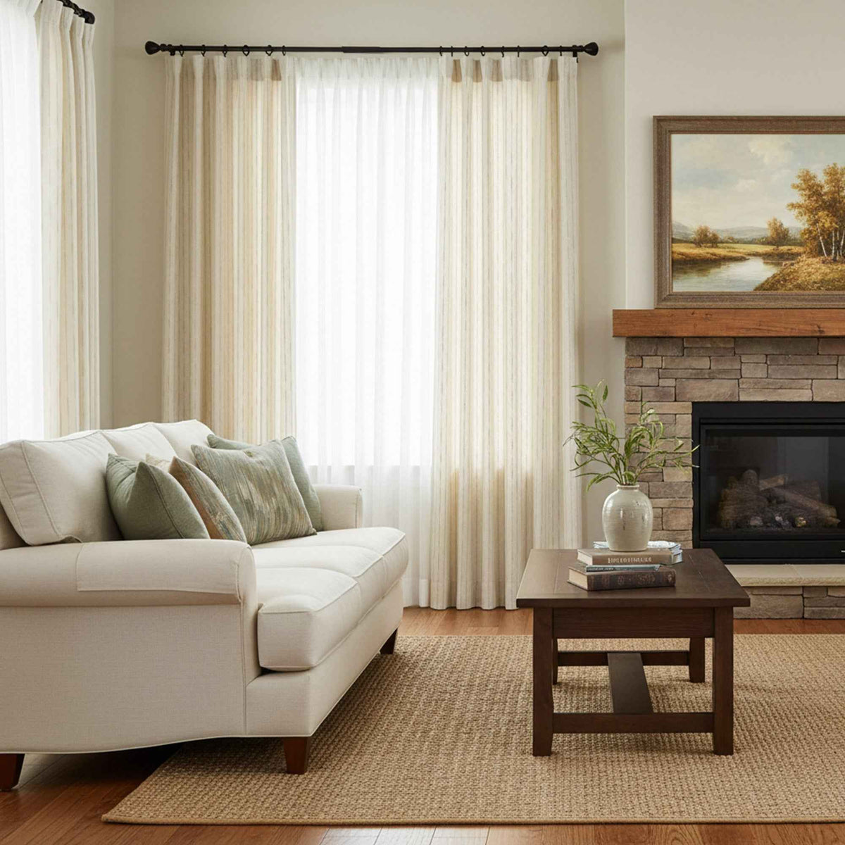 Streak Geometric Striped Linen Curtains