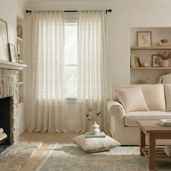 Grid Classic Check Sheer Curtains