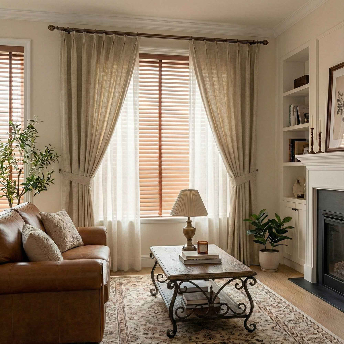 Waffle Natural Cotton Linen Blend Curtains