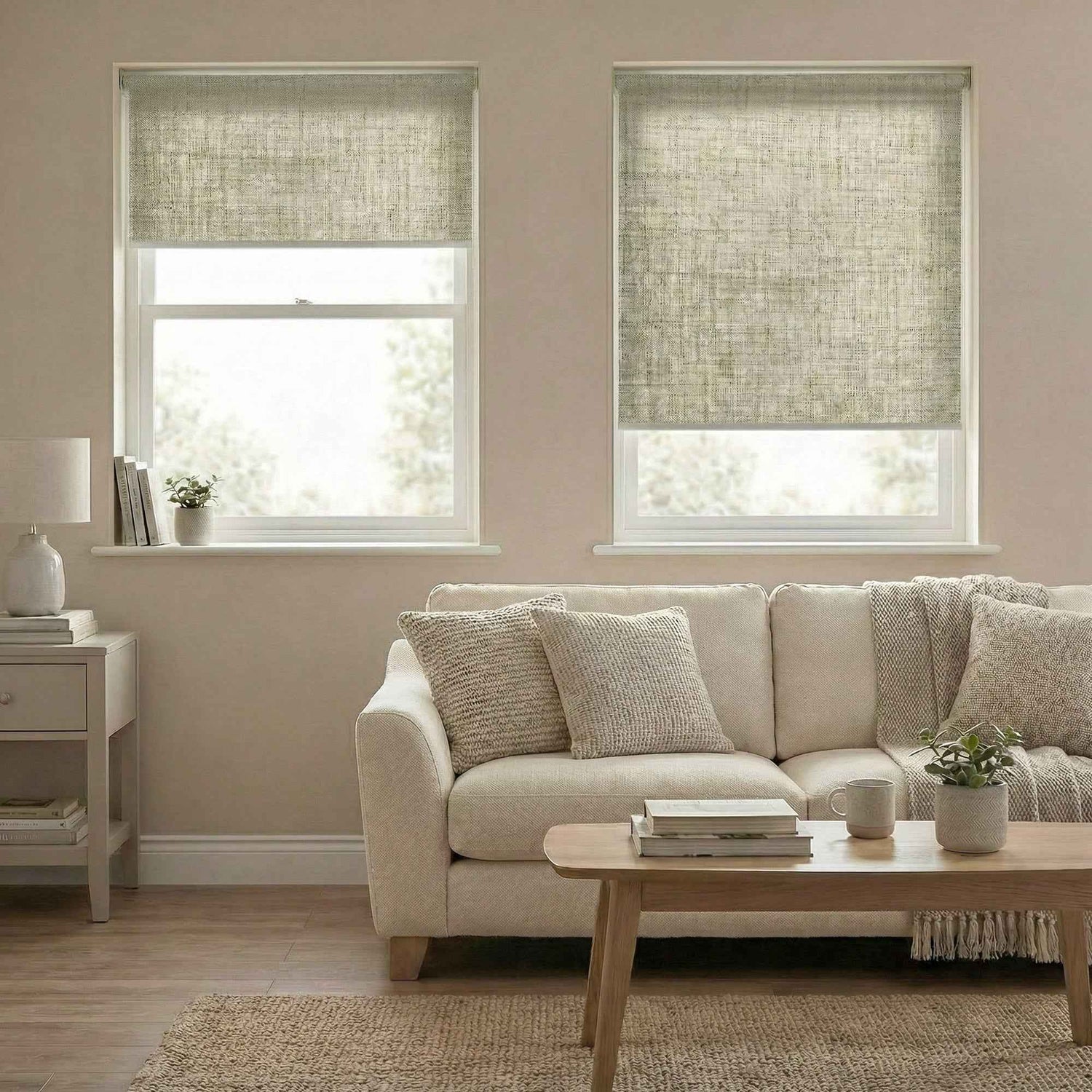 J-Hemp Cordless Faux Linen Blackout Roller Shades