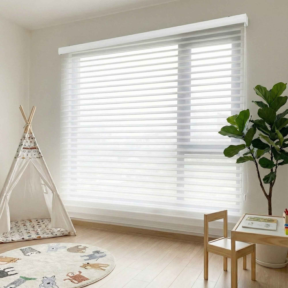 X-Hush Pure White Corded Shangri-La Blinds - Detail View 2 | JOYDRAPE Bespoke Luxury