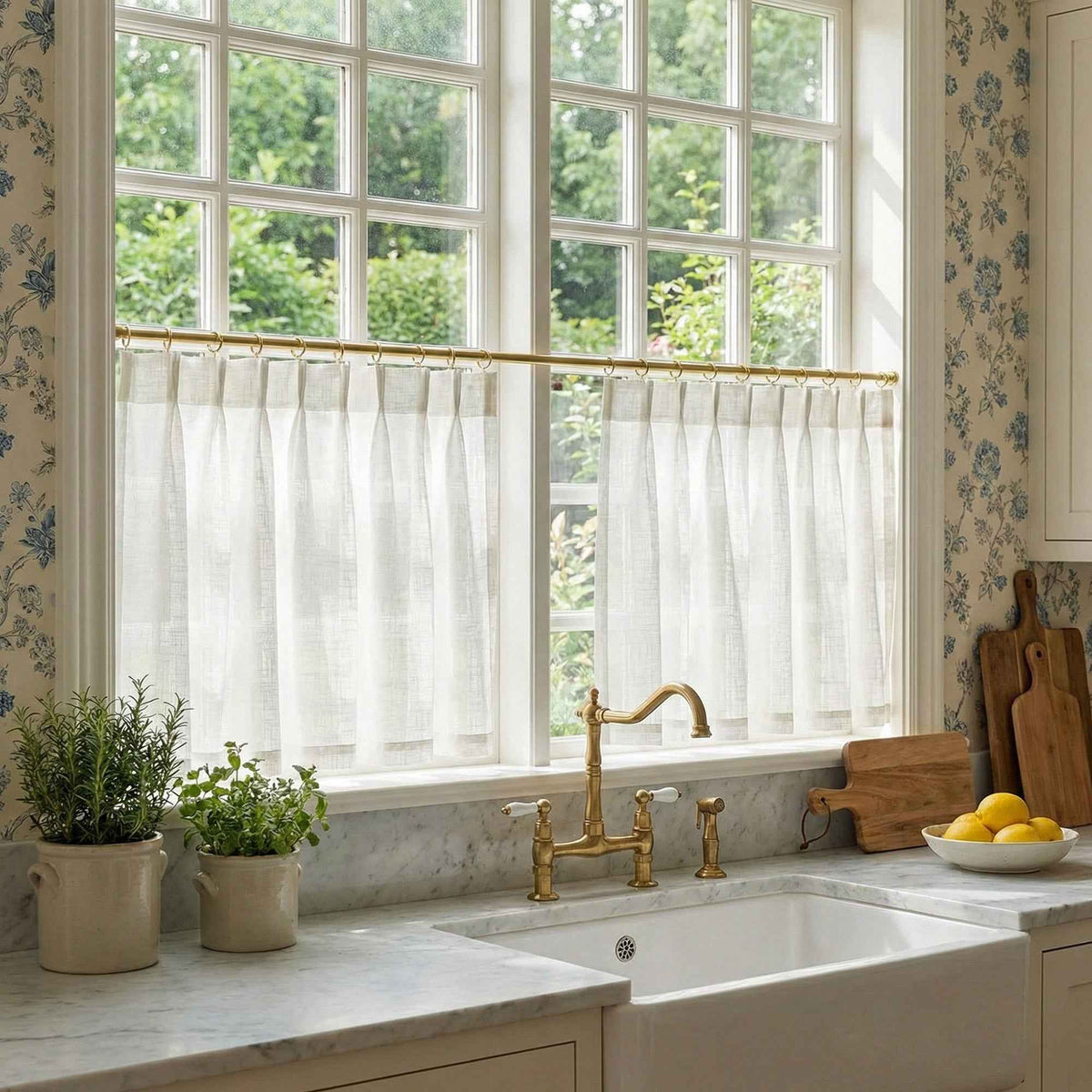 C-Btimeless Light-Filtering Cross-Weave Cafe Curtains