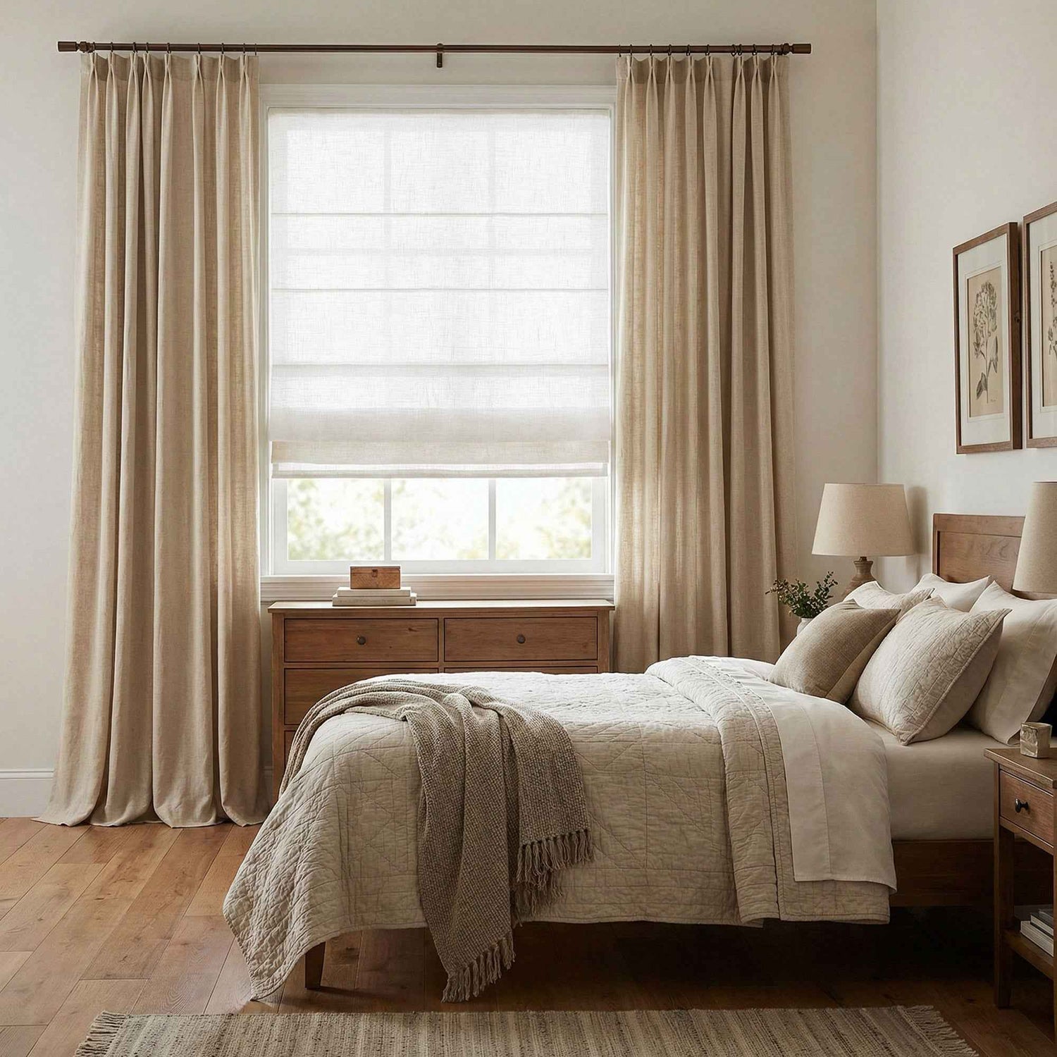 L-Btimeless Cordless Faux Linen Light Filtering Roman Shades