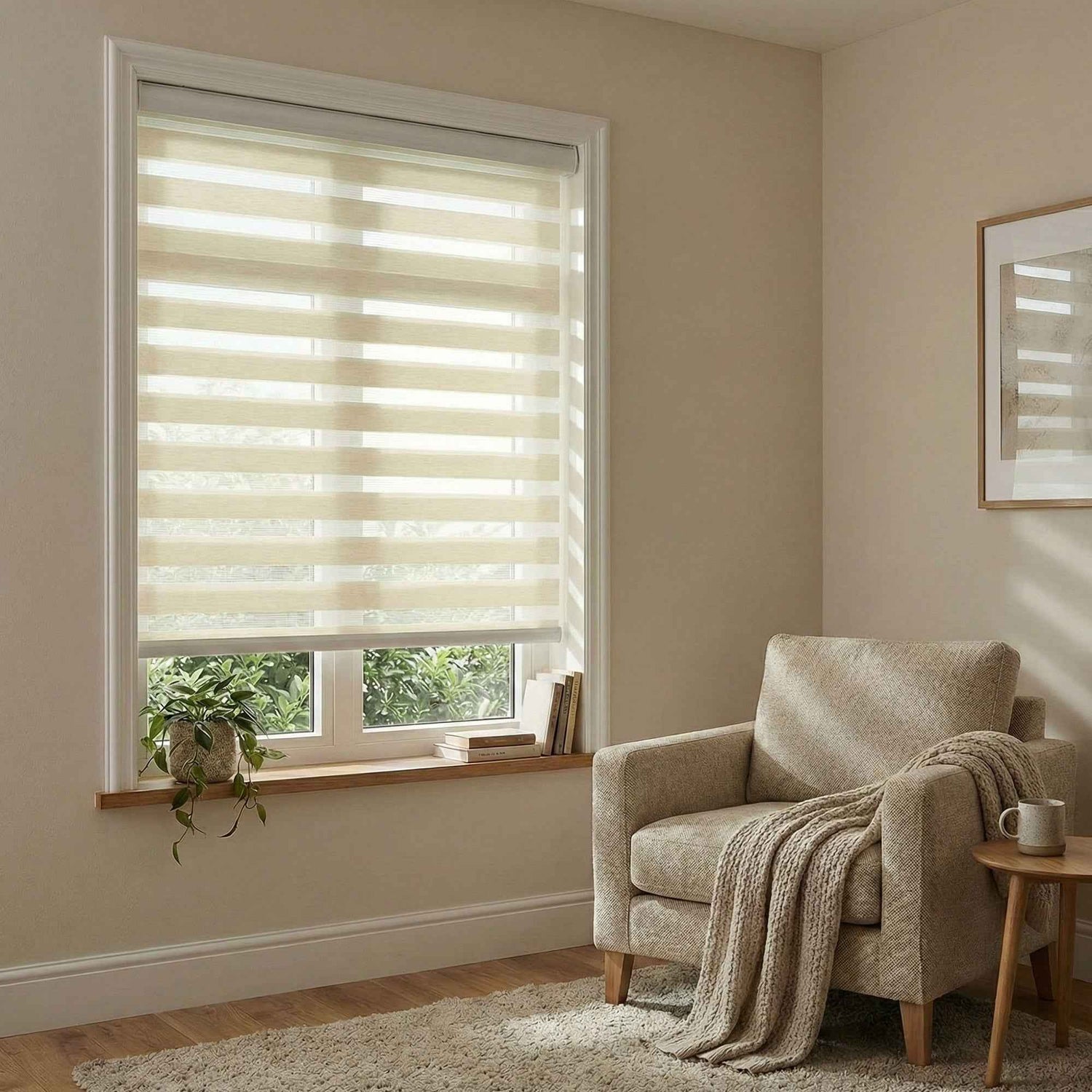 B-Shado Cordless Light Filtering Zebra Shades - Detail View 1 | JOYDRAPE Bespoke Luxury