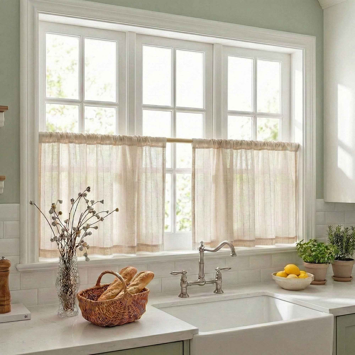 C-Rope Sheer vertical-textured cafe curtains