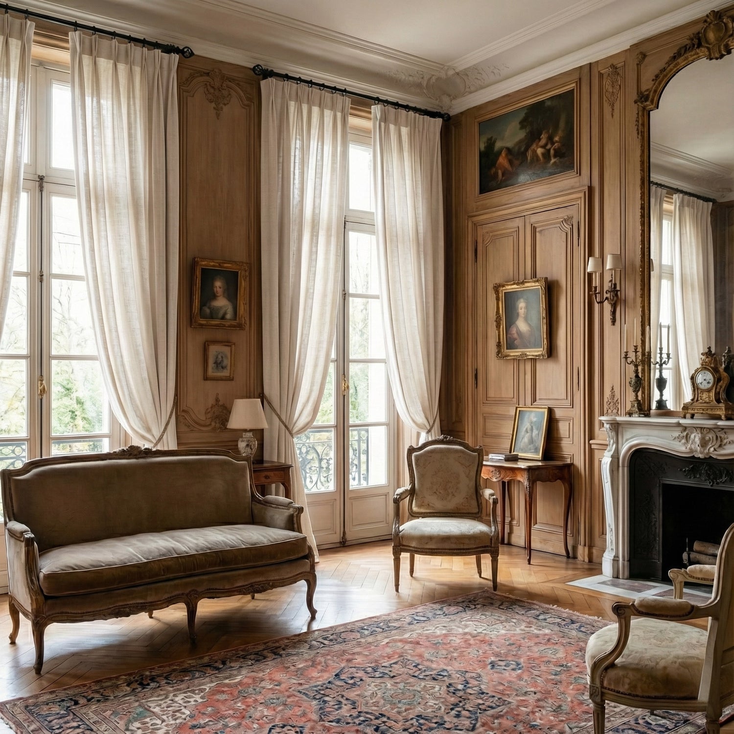 Languids Openwork linen blend curtains