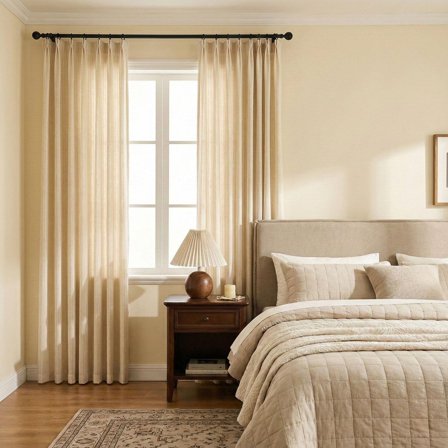 Chenilles Beige Striped Linen Curtains