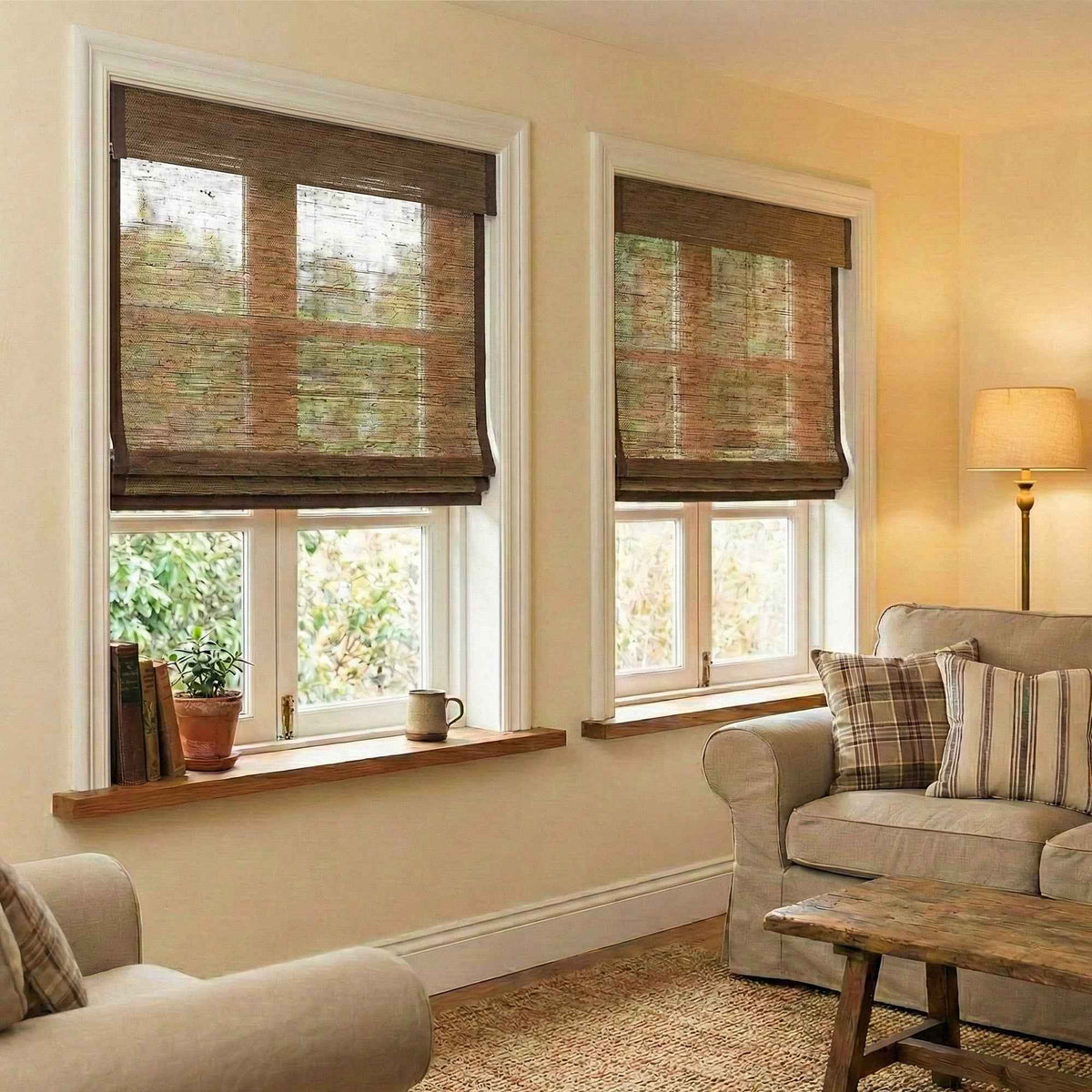 L-Lhramie Refined Ramie Cordless Roman Shades - Detail View 1 | JOYDRAPE Bespoke Luxury