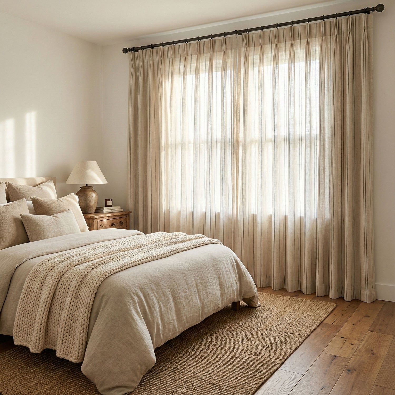 Bluestrip linen curtains