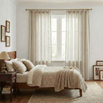 stripe Two-Tone Vertical Striped Linen Blend Curtains
