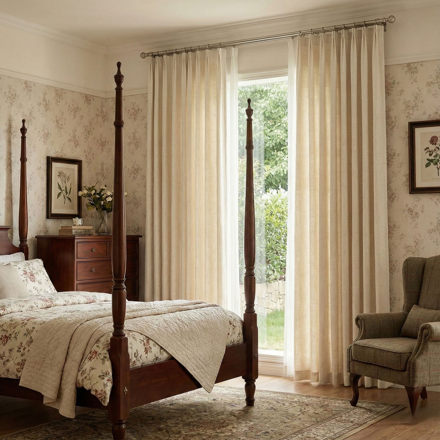 mint Solid Linen Blend Curtains