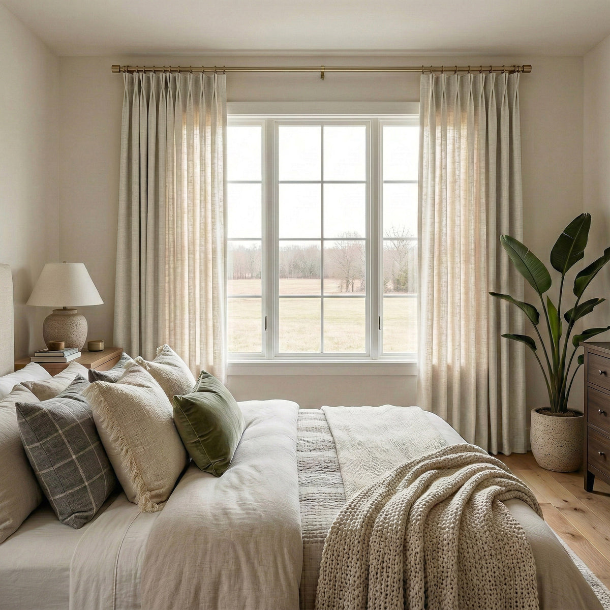 Length Linen Blend Semi-Blackout Curtains - Detail View 1 | JOYDRAPE Bespoke Luxury