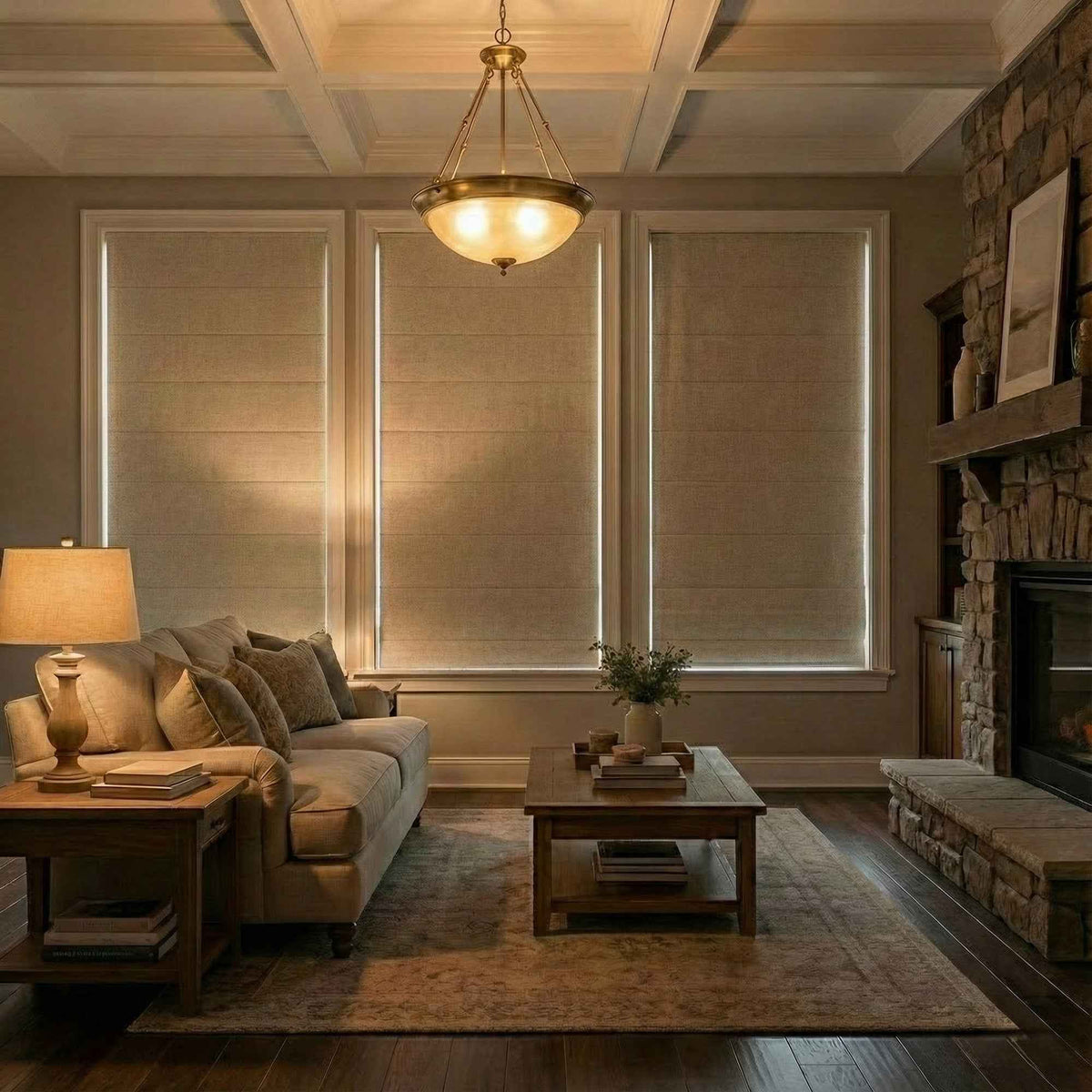 L-loose Cordless Striped Linen Blend Roman Shades - Detail View 2 | JOYDRAPE Bespoke Luxury