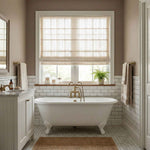 L-Linetrie Cordless Striped Sheer Linen Roman Shades - Detail View 2 | JOYDRAPE Bespoke Luxury