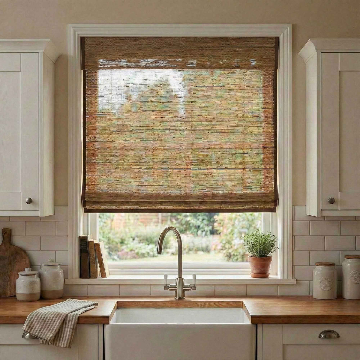 L-Lhramie Refined Ramie Cordless Roman Shades - Detail View 2 | JOYDRAPE Bespoke Luxury