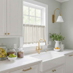 C-Uniform Vertical Striped Semi-Sheer Cafe Curtains