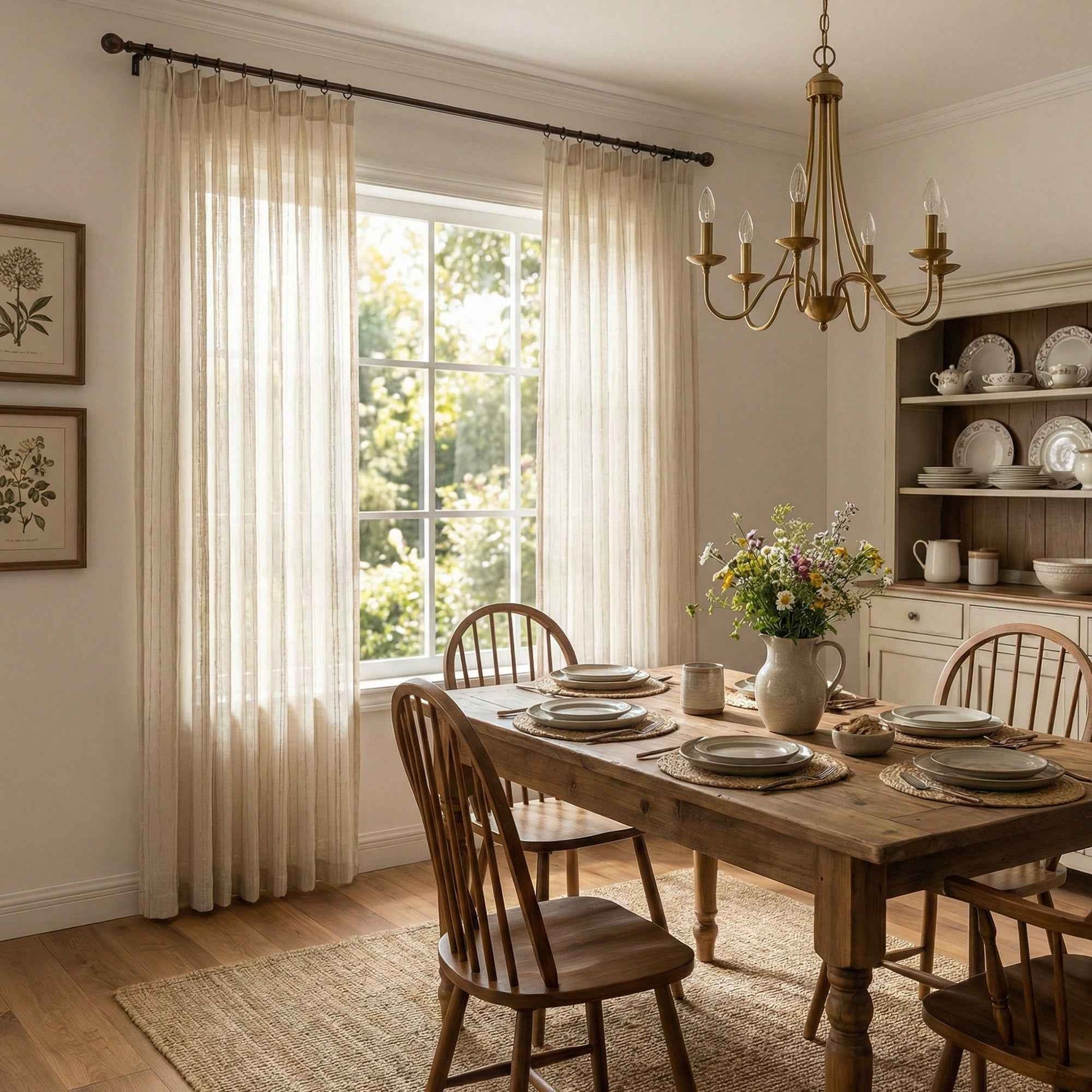 Linetrie Sheer Linen Vertical Stripe Curtains