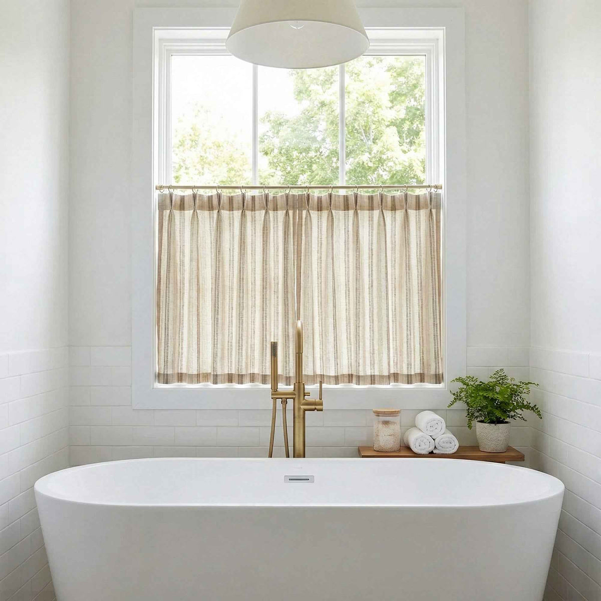 C-Stripe Dual-hue vertical textured cafe curtains