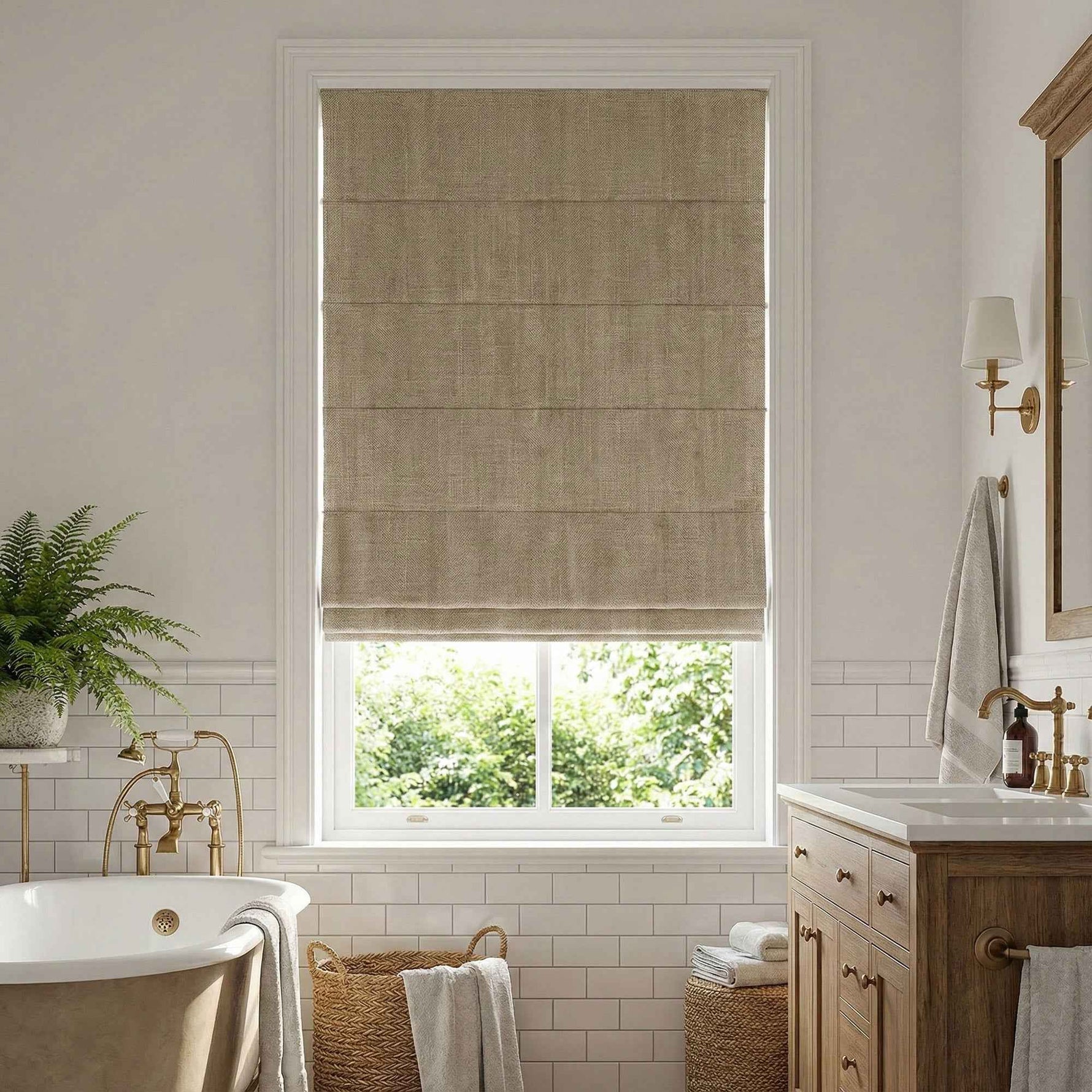 L-Lfluffy Cordless 100% Blackout Faux Linen Roman Shades - Detail View 2 | JOYDRAPE Bespoke Luxury